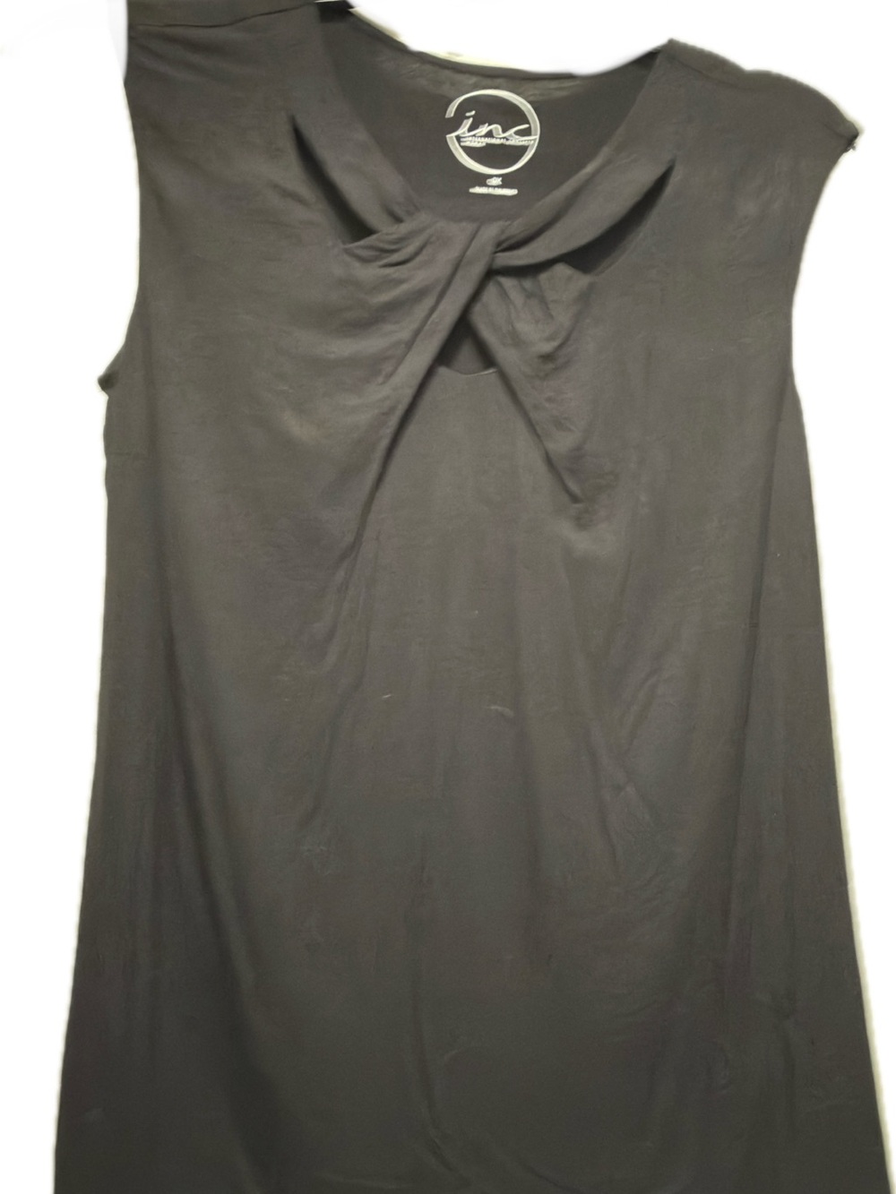 INC International Concepts Black Twist-Front Sleeveless Tank